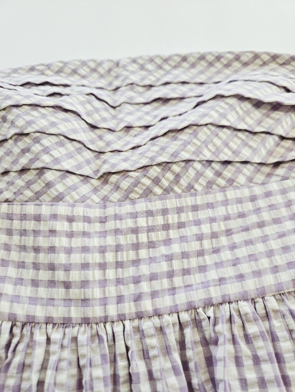 Cartolina Chalmers Strapless Seersucker Midi Dress Wisteria Lavender Gingham M - Picture 9 of 11